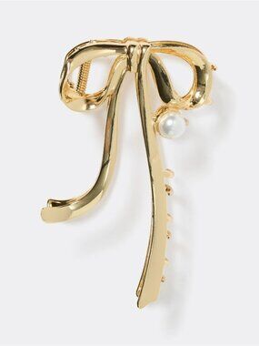 Anthropologie Metal Ribbon Coquette Bow Hair Claw Clip Women's Size One Gold